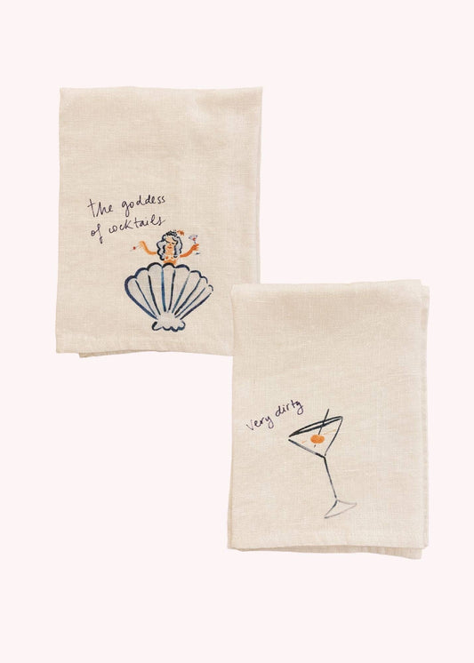 Goddess of Cocktails & Very Dirty Martini - Linen Napkin Set