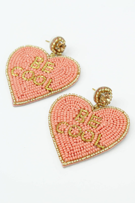 PINK BEADED HEART BE COOL DROP