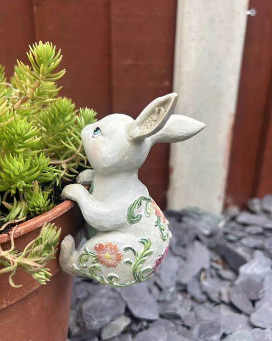 Boho floral rabbit pot hanger