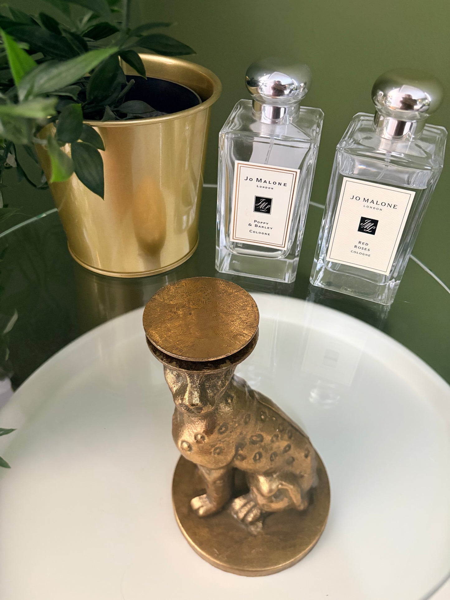 Gold Leopard Glass Tabletop Display Stand
