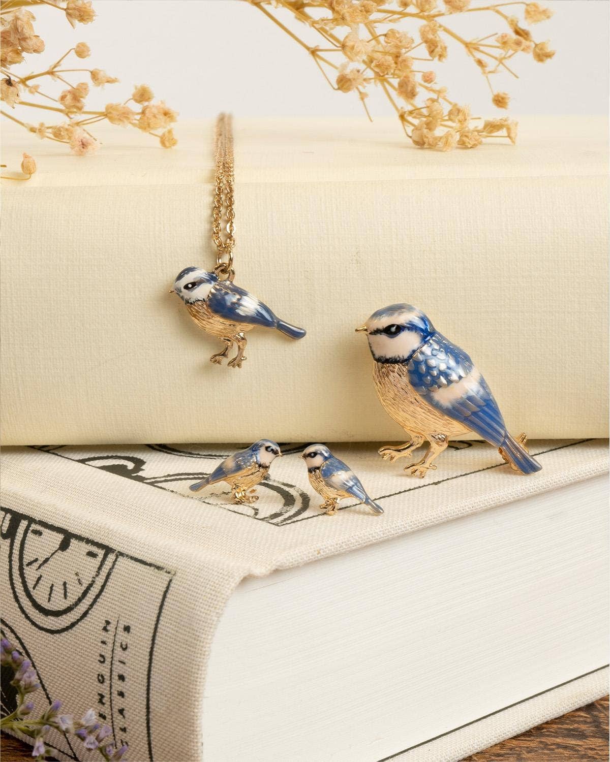 FABLE Enamel Blue Tit Short Necklace