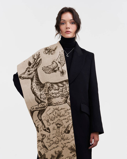 Woodland Tales Taupe Jacquard Scarf