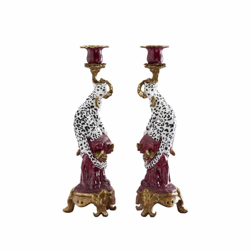 Pair of Ornate Leopard Candle Holders