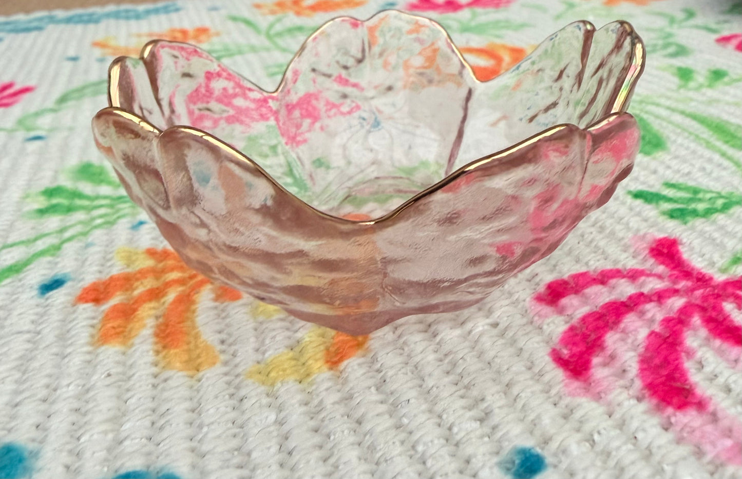 Blush Blossom Pink Glass Ring Dish