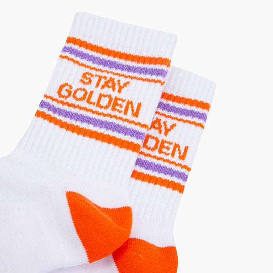 Stay Golden Organic Cotton Sports Socks in White