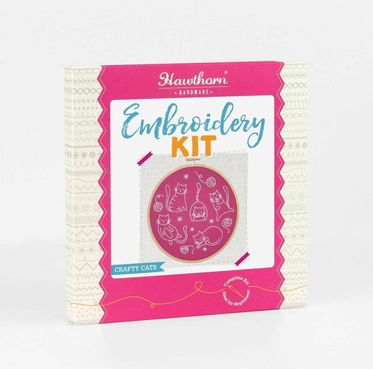 Crafty Cats Embroidery Kit | Complete Craft Kit for Beginners