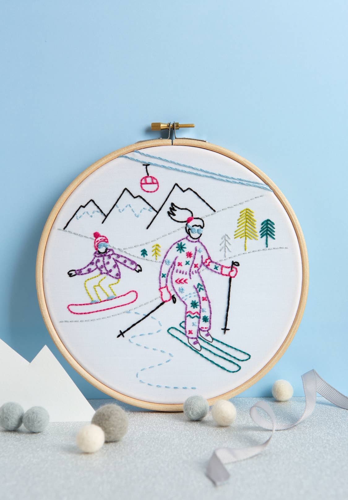 Skiing Embroidery Kit (Off-Piste) | Complete Craft Kit