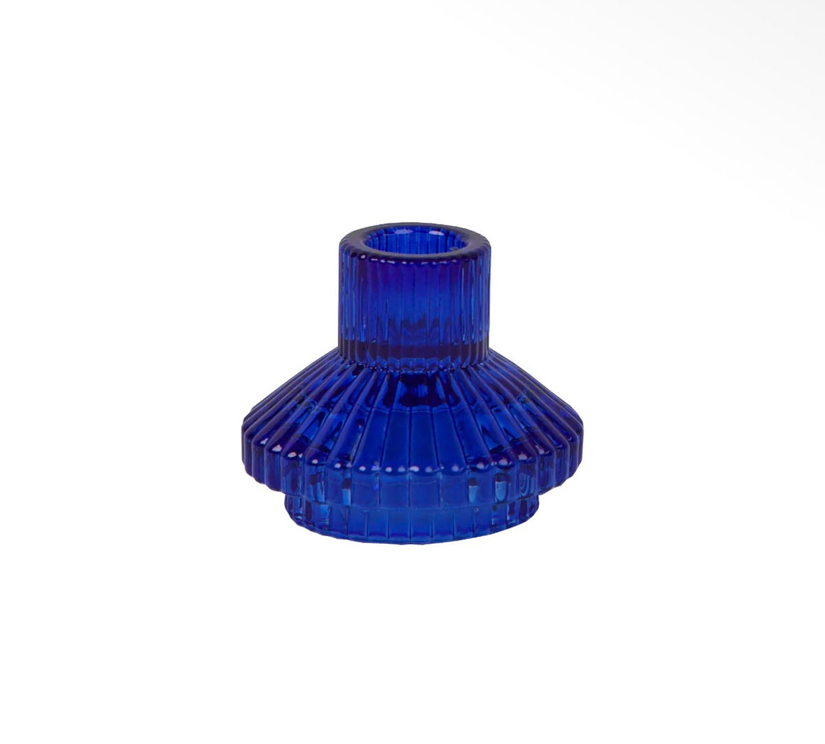 Deco Glass Candle Holder - Cobalt Blue