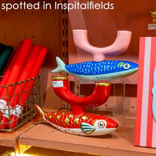 Hand-Painted Koi Fish Ceramic Candle Holder