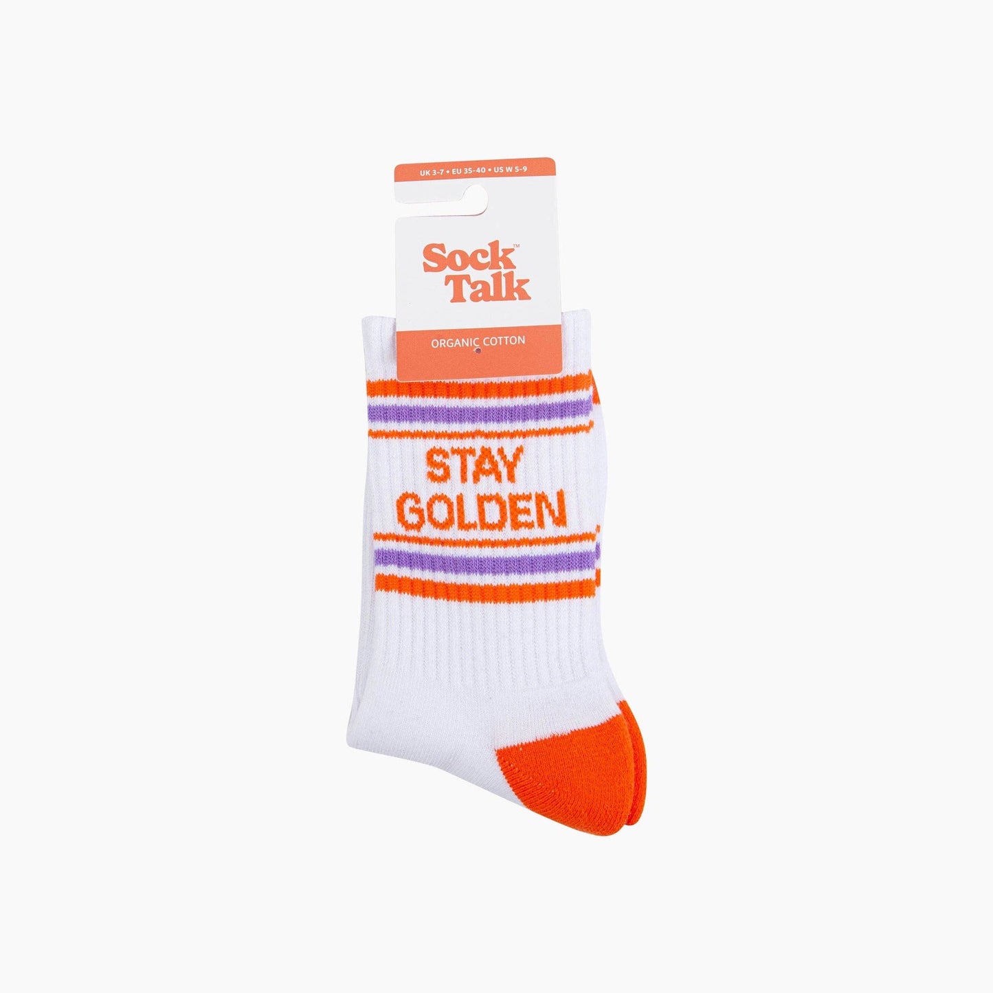 Stay Golden Organic Cotton Sports Socks in White