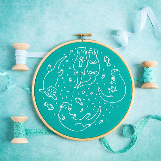 Awesome Otters Embroidery Kit | Complete Kit for Beginners