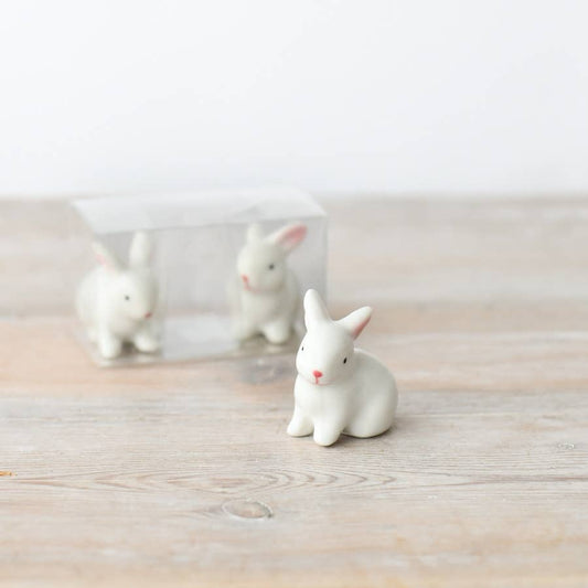 Pack of 3 Porcelain Bunny Rabbit Ornament, 5cm