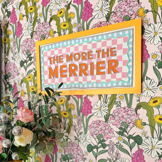 Orange 'The More The Merrier'  Fabric Typography Art