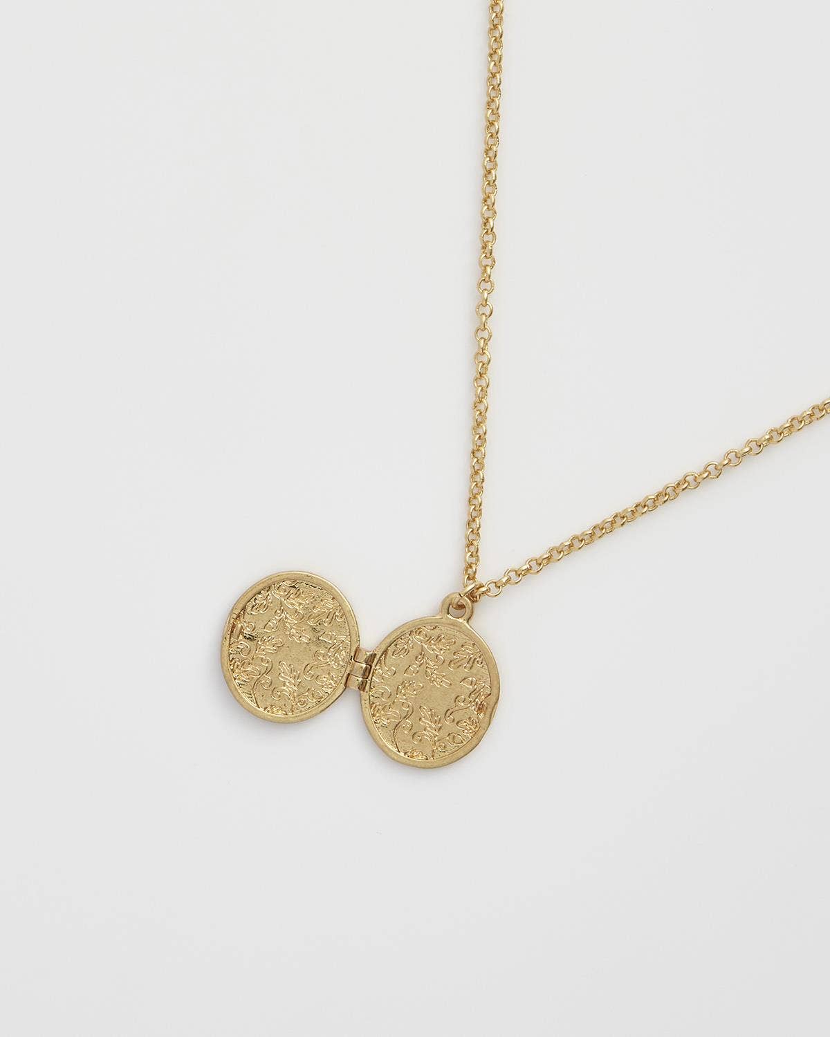 FABLE Fox & Acorn Oval Chain Locket Necklace