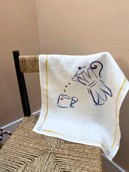 Un Petit Café - Printed Linen Teatowel
