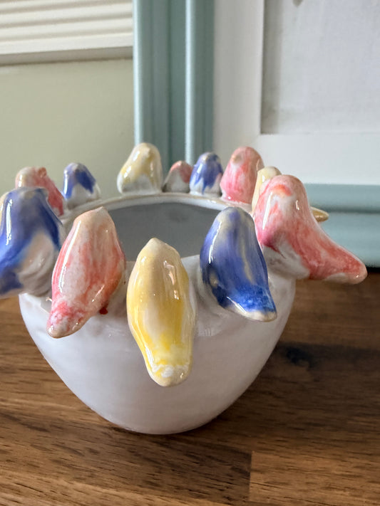 Colourful Bird Trinket Bowl | Ceramic Jewellery Dish