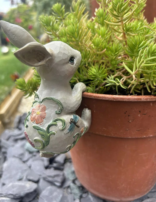 Boho floral rabbit pot hanger