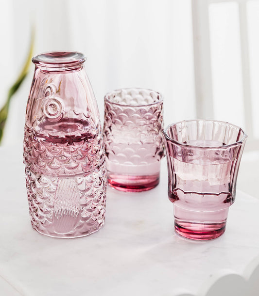 Fish Stacking Drinking Glass - Set of 4 Pink