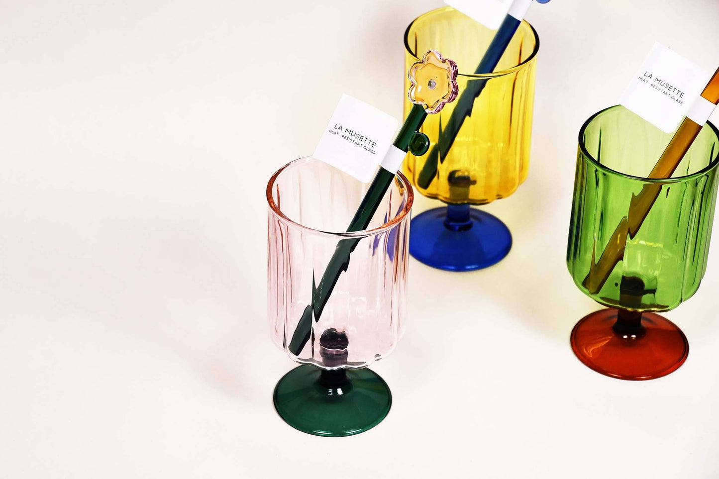 LA MUSETTE Heat Resistant Goblet Mug - Pink x Dark Green