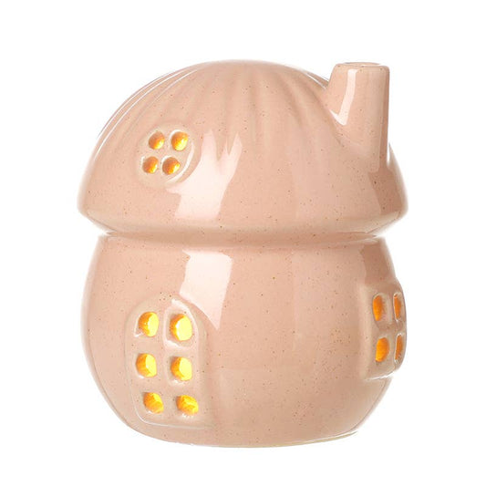 Light-up Pink Porcelain Mushroom House