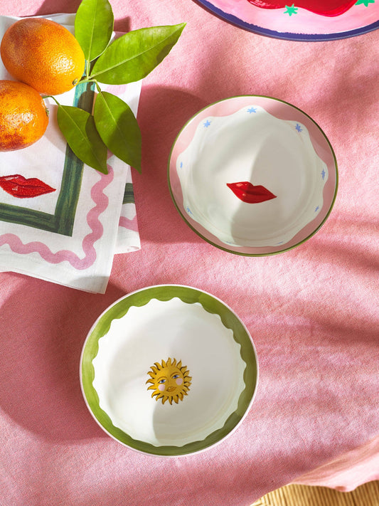 Eleanor Bowmer Set Of 2 Sun & Lips Nibble Bowls