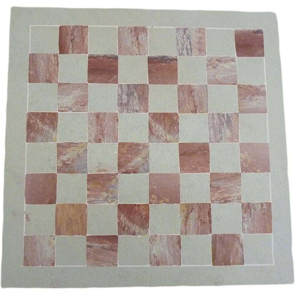 Kisii Stone Chess Set, Beige/pink, Square Board 30cm