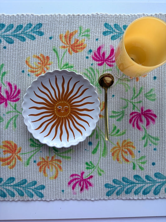 Sun Face Ceramic Trinket Dish & Small Serving Plate 15cm Boho Jewellery Dish