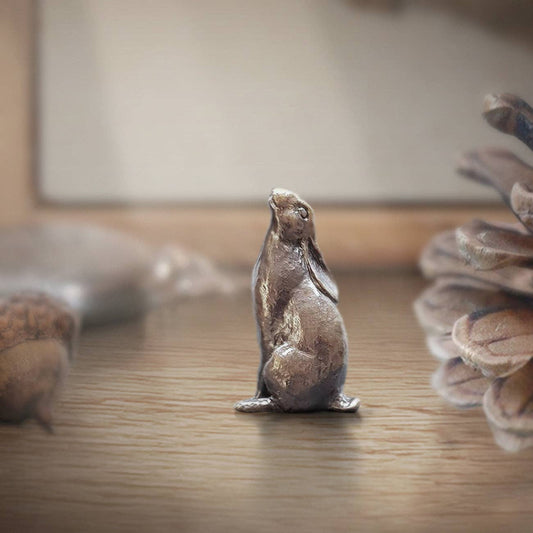 Butler & Peach Miniature Bronze Hare Moon Gazing