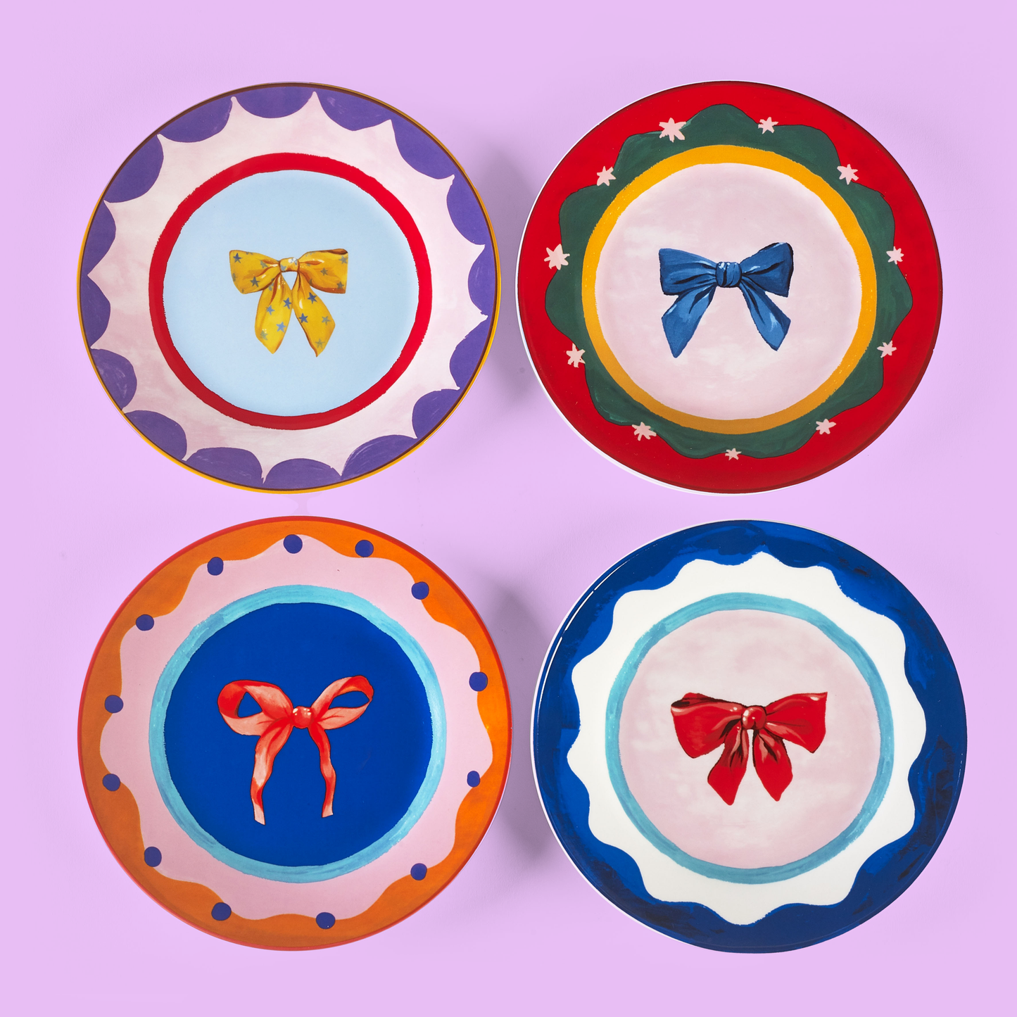Bow Cake Plate - Set of 4