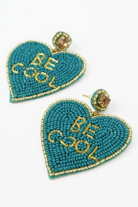 TURQUOISE BEADED HEART BE COOL DROP