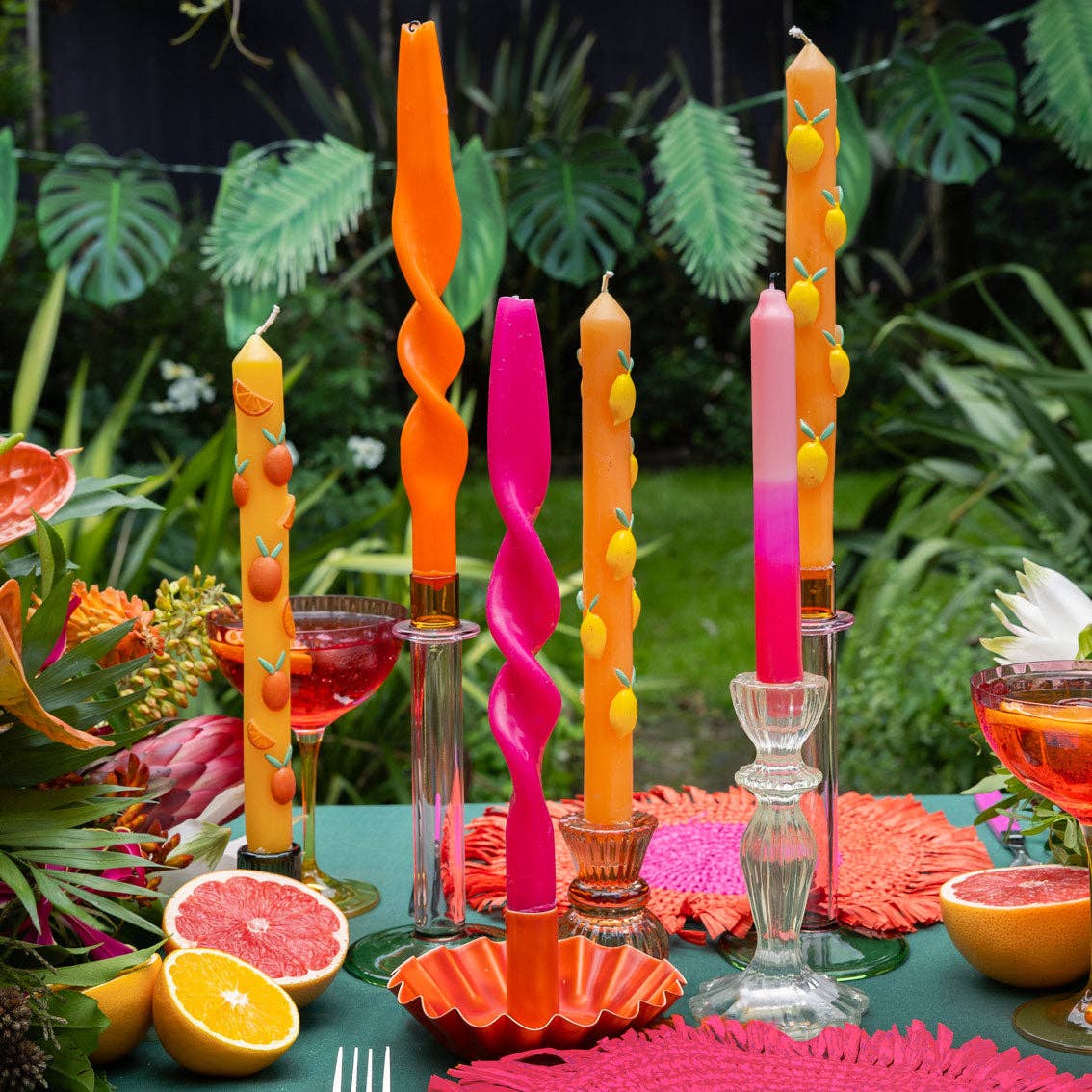 Citrus Fruit Statement Dinner Candles  | 2 Pack| Summer |