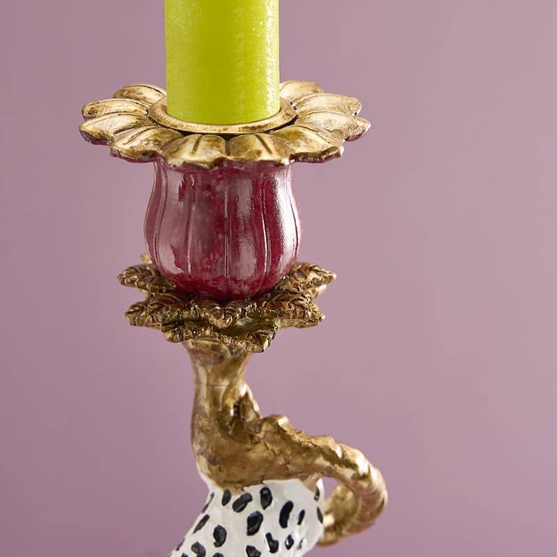 Pair of Ornate Leopard Candle Holders