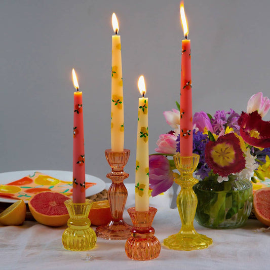 Orange Glass Dinner Candle & Tealight Holder
