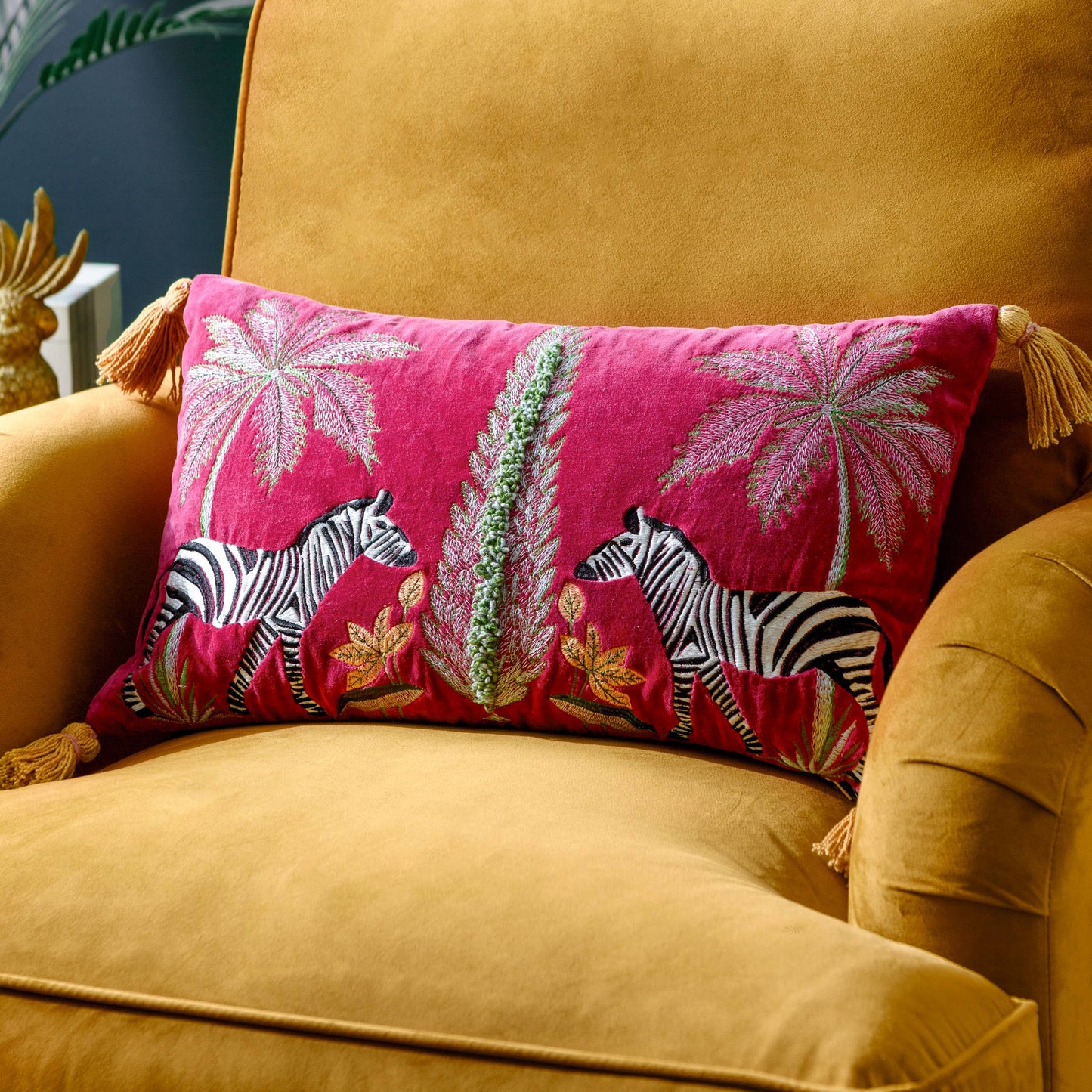 Kalahari Embroidered Velvet Cushion Multicolour