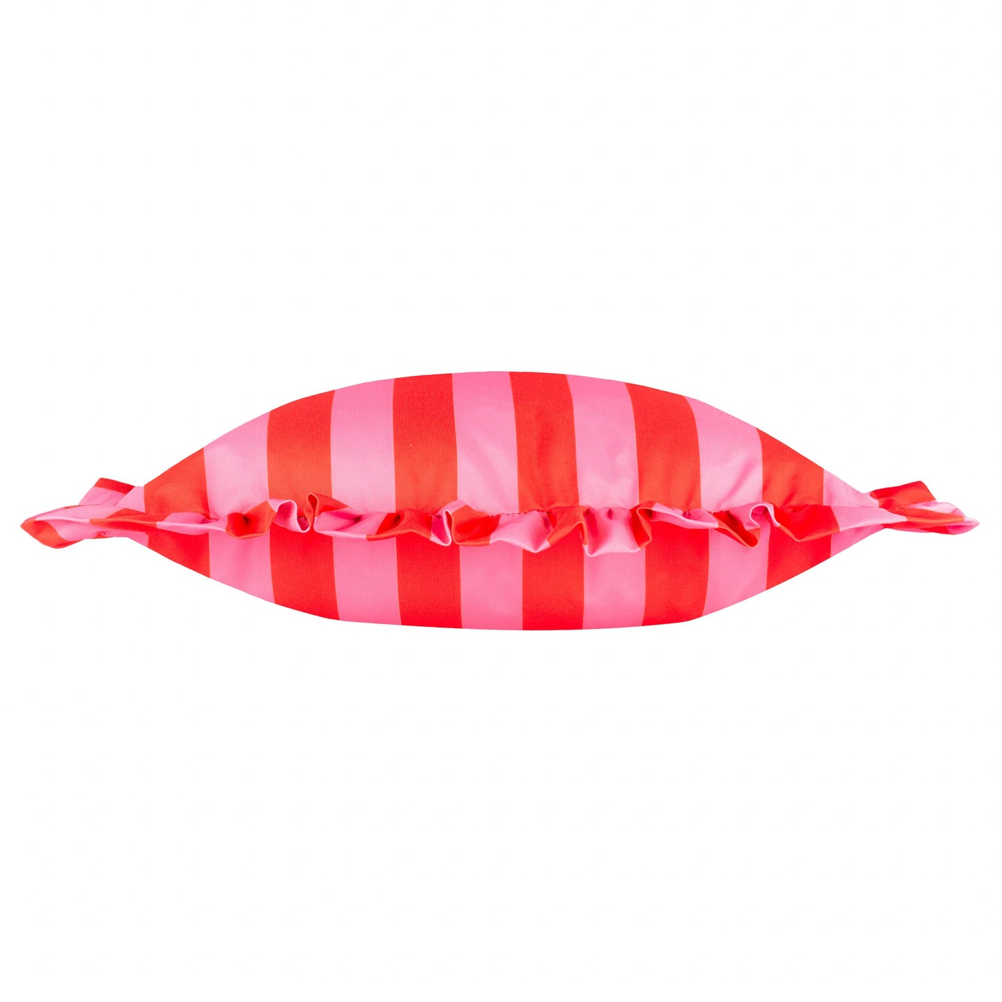Palm Royale Stripe Ruffle Printed Outdoor Cushion Pink/Red