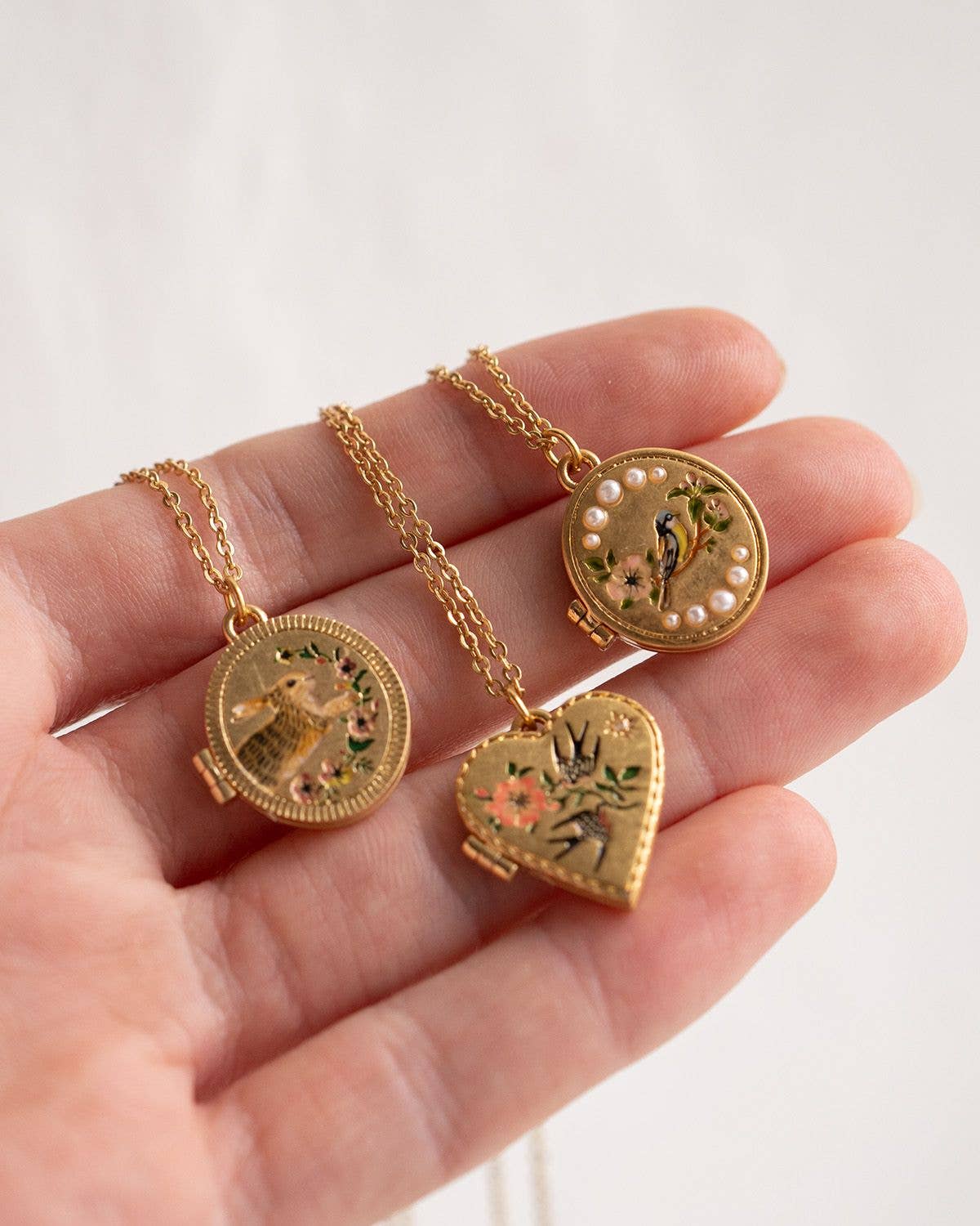 Swallow Heart Locket Chain Necklace