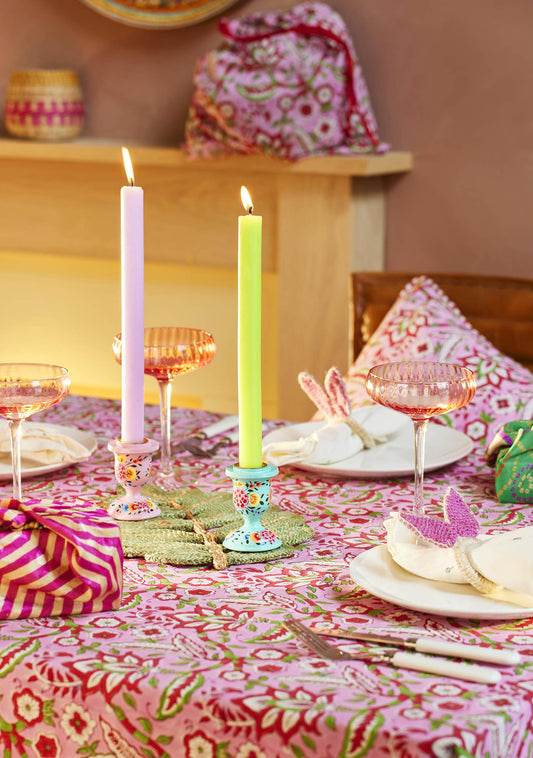 Arana Floral Block Print Tablecloth