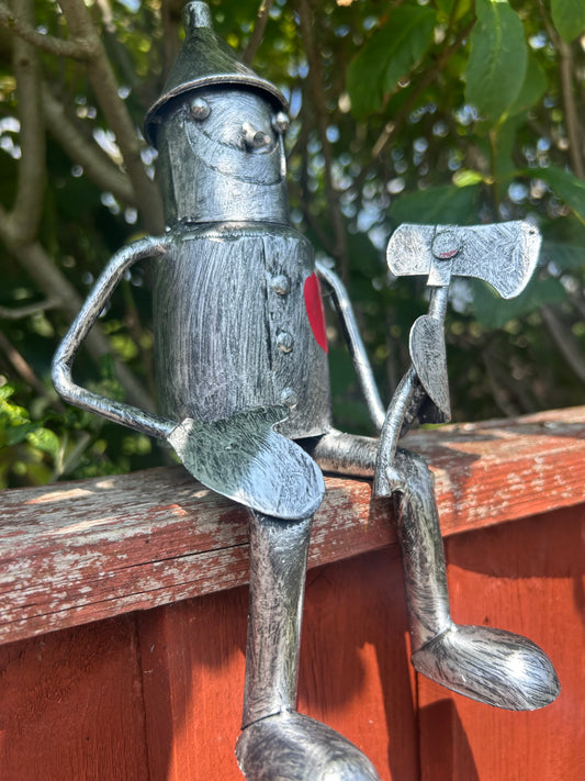 Mini sitting tin man garden ornament