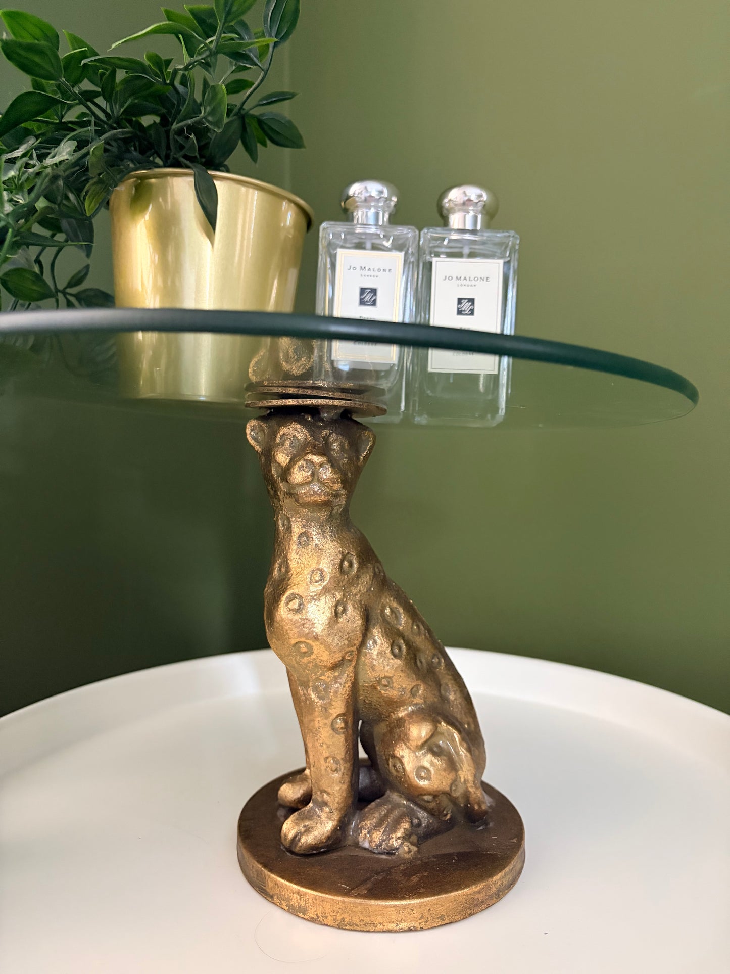 Gold Leopard Glass Tabletop Display Stand