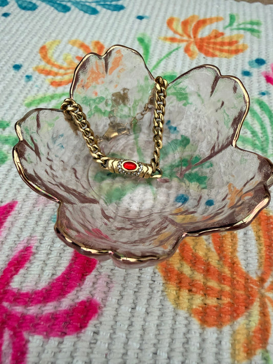 Blush Blossom Pink Glass Ring Dish