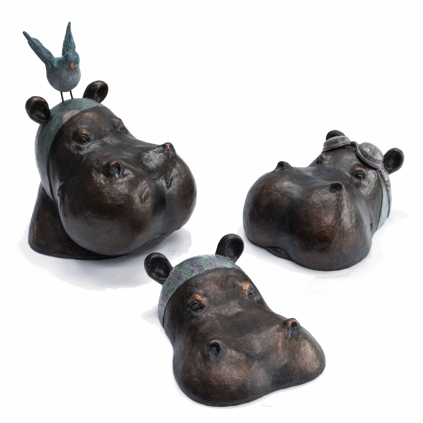 Large Hippo Head Garden Ornament