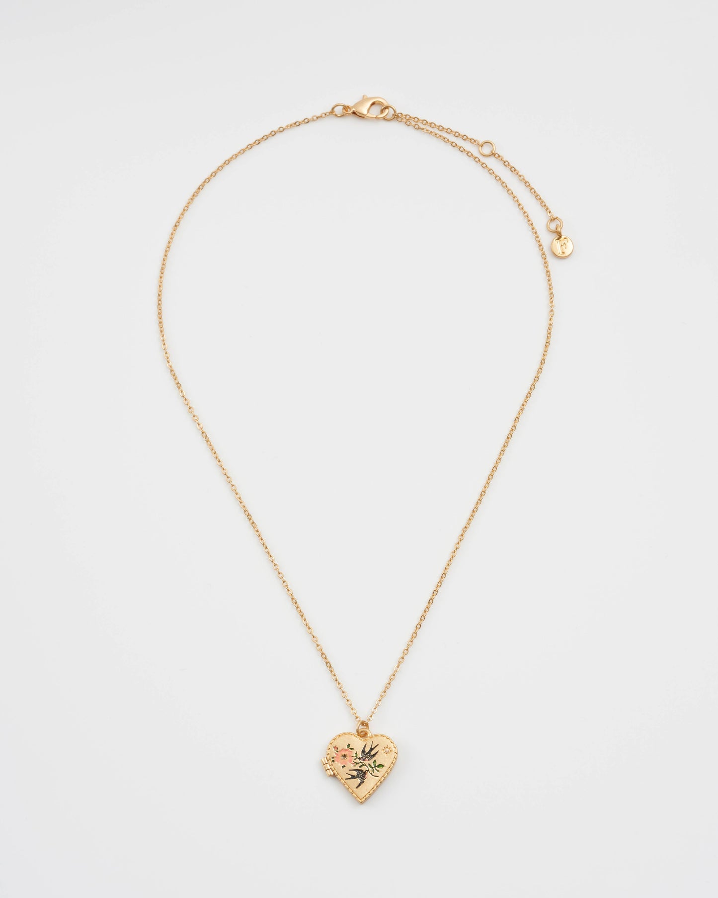 Swallow Heart Locket Chain Necklace