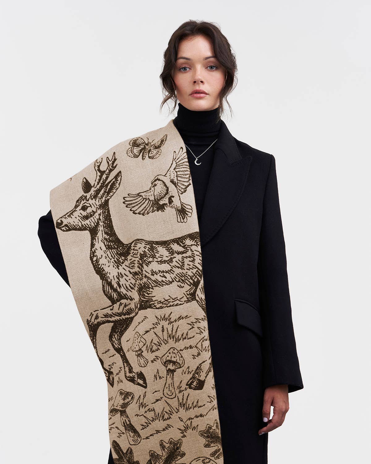 Woodland Tales Taupe Jacquard Scarf