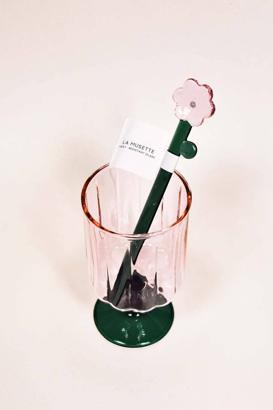 LA MUSETTE Heat Resistant Goblet Mug - Pink x Dark Green