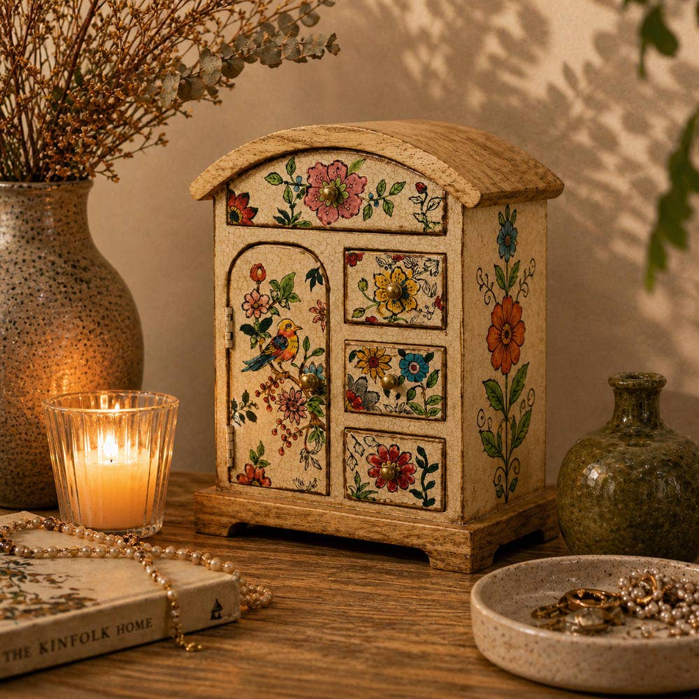 Hand painted Wooden Storage Cabinet