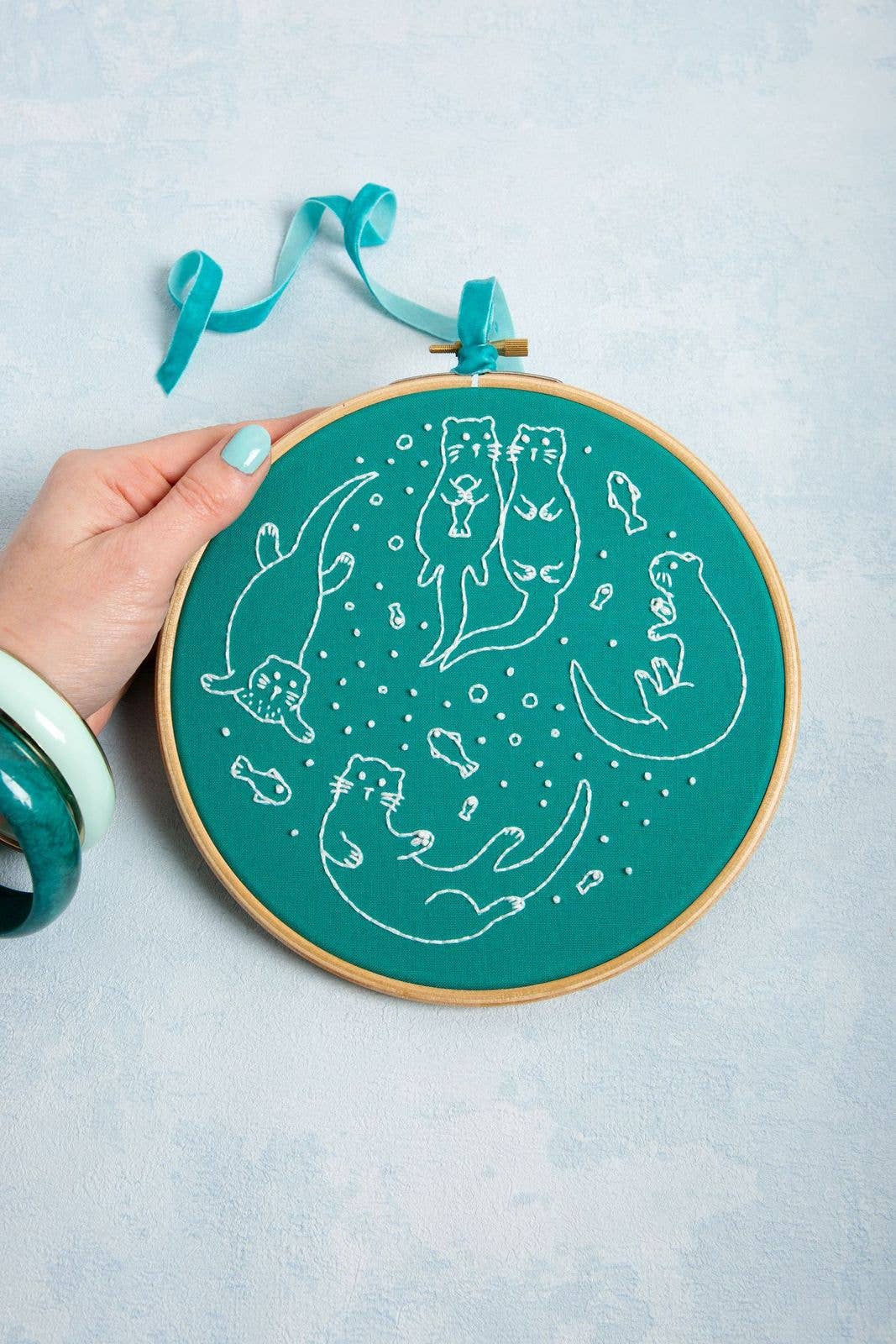 Awesome Otters Embroidery Kit | Complete Kit for Beginners