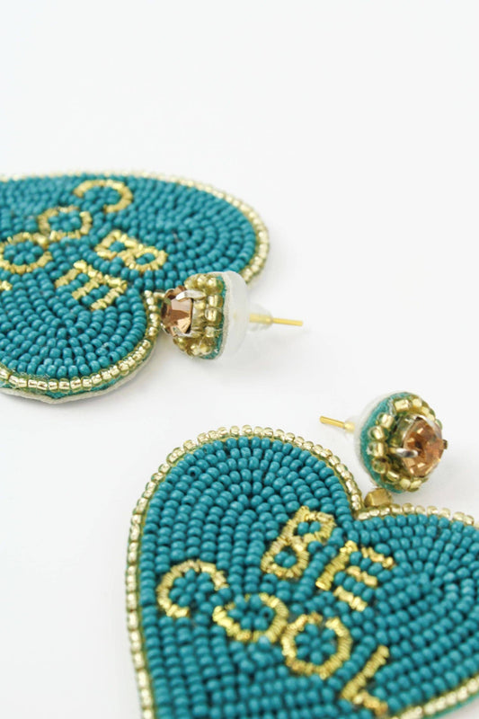 TURQUOISE BEADED HEART BE COOL DROP
