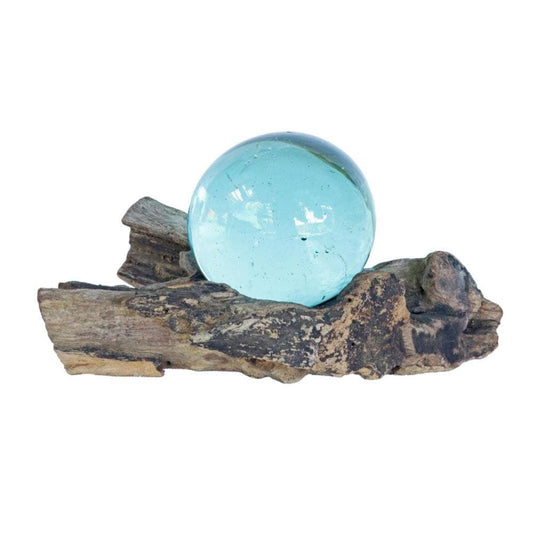Recycled Glass Ball on Wood