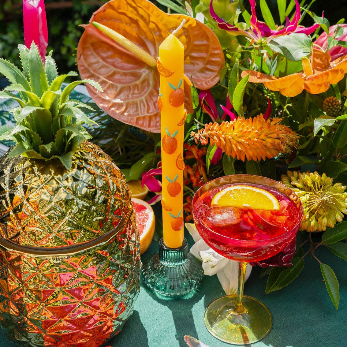 Citrus Fruit Statement Dinner Candles  | 2 Pack| Summer |
