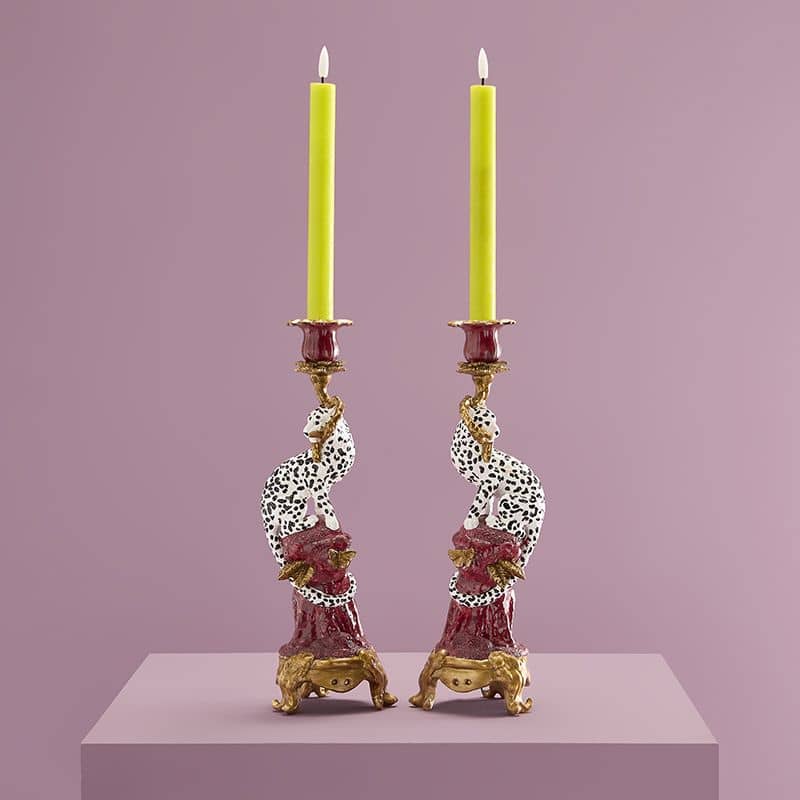 Pair of Ornate Leopard Candle Holders